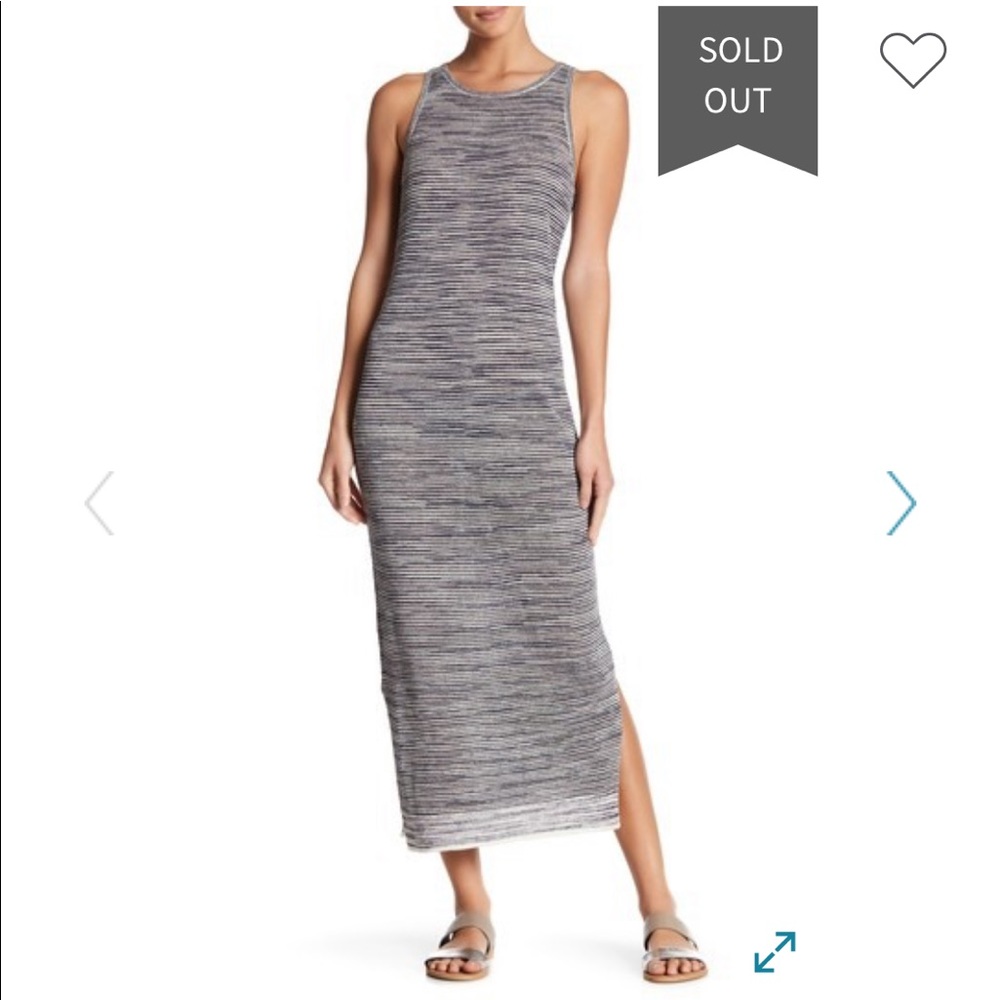 NYT Theory navy/white striped linen maxi dress